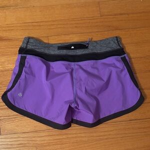 lululemon athletica Purple Women's Athletic Running Shorts with Gray Waistband